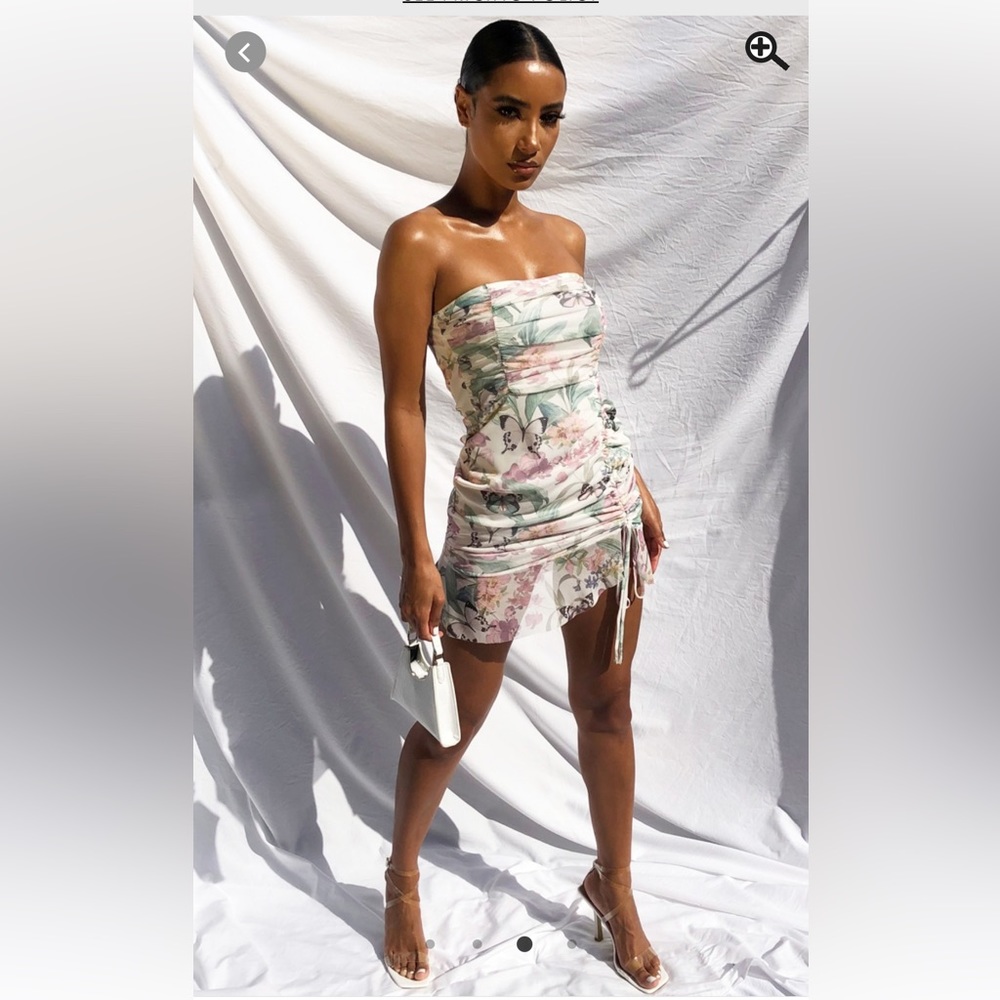 PrettyLittleThing Blush Butterfly Ruched Bodycon Dress